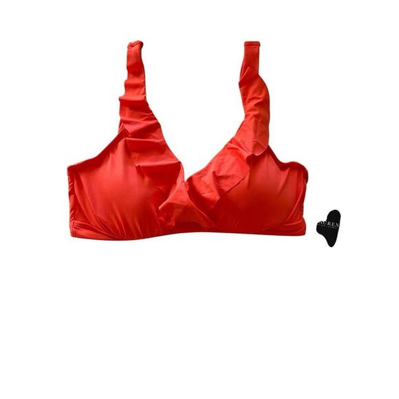 Lauren Ralph Lauren Beach Club Solid Ruffle Underwire‎ Bikini Top Size 14 $90 - Picture 1 of 6